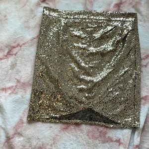 Gold Sequin Mini Skirt